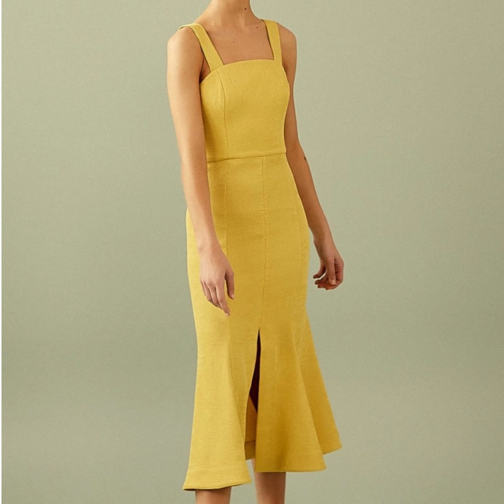 C/MEO COLLECTIVE NWT New Apex Midi Dress Yellow Sample Pre Fall ‘18 CMEO Small